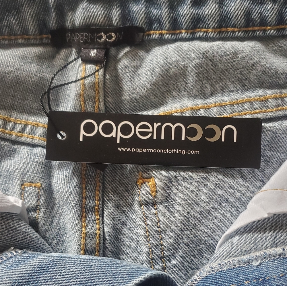 Papermoon new 2 tone wide leg high waist denim‎ jeans size medium - Picture 6 of 13